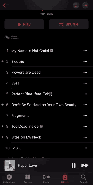 a screenshot of an apple music app showing a list of songs