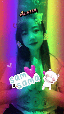 a girl with the name alvita on her head and sam sama on her chest