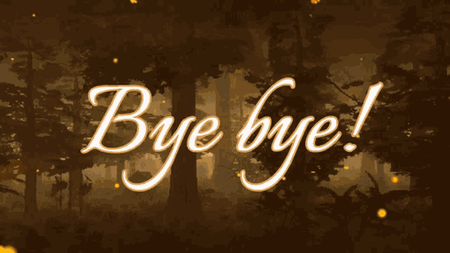 bye bye is written in front of a foggy forest