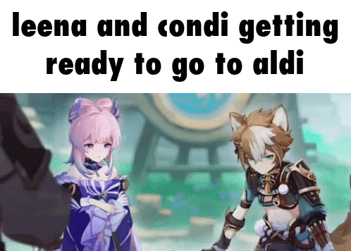 leena and condi are getting ready to go to aldi in a video game