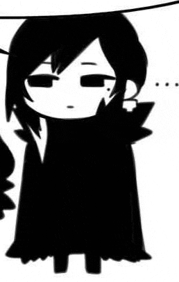 a black and white drawing of a little girl in a black dress .