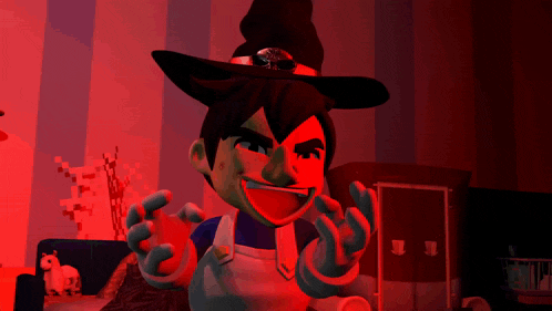 a cartoon character with the words smg4 the # ? % you mean nuh uh