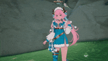 a girl in a video game with the name michi on the bottom right