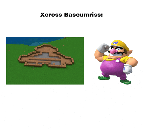 a picture of wario next to a picture of xcross baseumriss on a white background