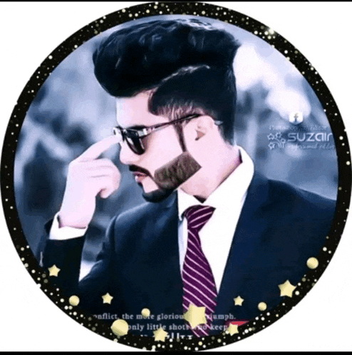 a picture of a man in a suit and tie with the name suzair at the top