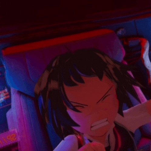 a close up of a cartoon character with a sign in the background that says ' i love you '