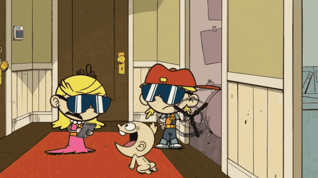 a cartoon drawing of a girl wearing sunglasses