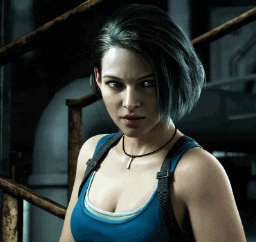 a woman wearing a blue tank top and a necklace