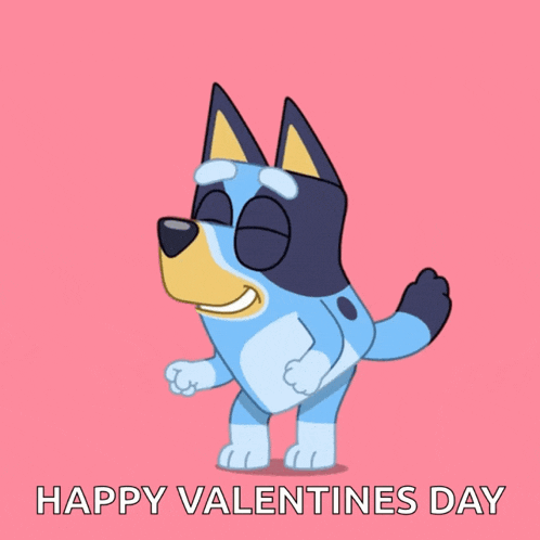 a happy valentines day greeting card with a cartoon dog