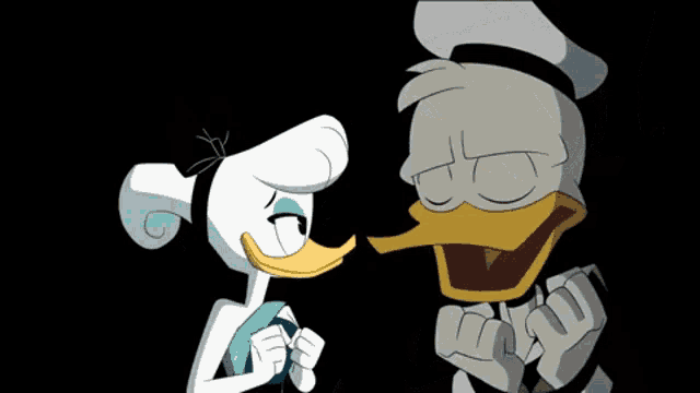 donald duck and daisy duck are standing next to each other and laughing