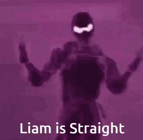 a purple background with the words liam is straight in white letters