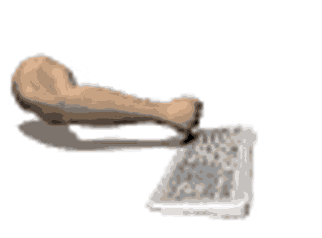 a person 's arm is flying over a keyboard on a white background .