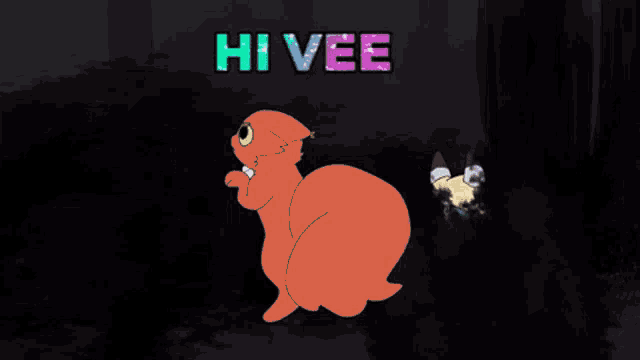 a cartoon of a squirrel and a fox with the word hi vee on the bottom