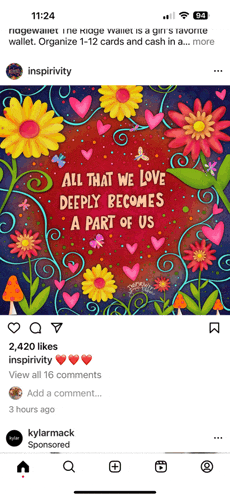a picture of flowers and hearts with the words all that we love deeply becomes a part of us on the bottom