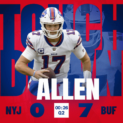 a buffalo bills football player named allen is running with the ball