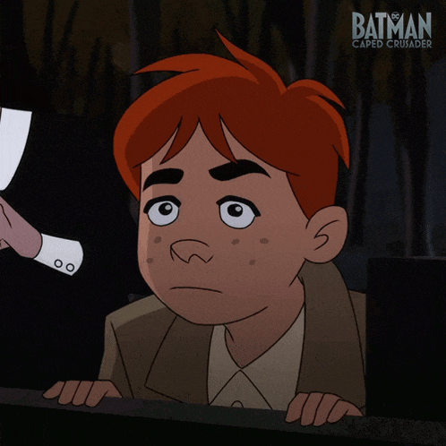 a poster for batman caped crusader shows a cartoon character