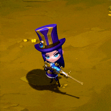 a cartoon character wearing a top hat and a gun