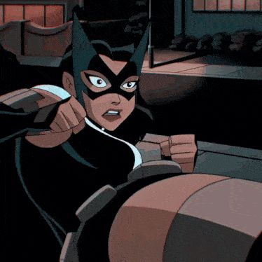 a cartoon drawing of a woman in a black mask