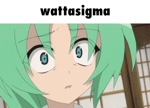 a picture of a girl with green hair and the words wattasigma on top