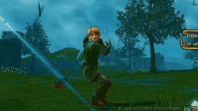 a pixelated image of a video game character with the words defend in ur at the top
