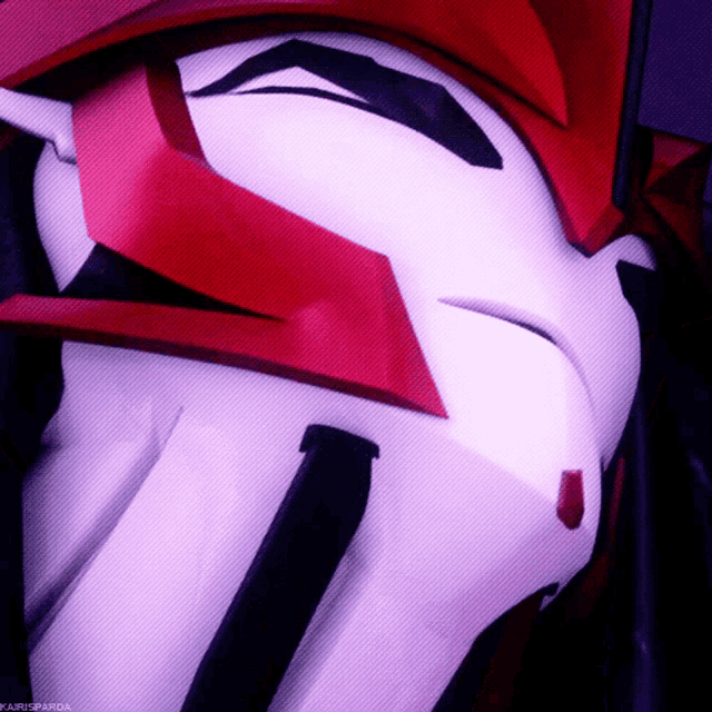 a close up of a cartoon character 's face with the hashtag #karrispanda