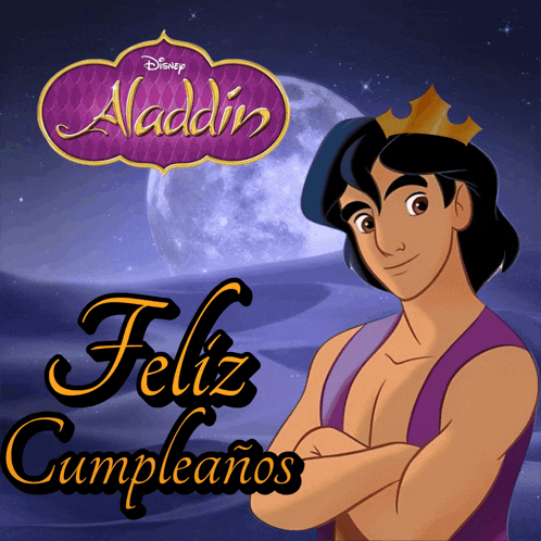 a disney aladdin poster with a man wearing a crown
