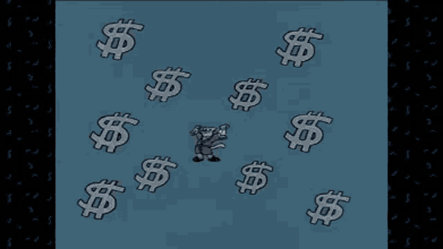 a cartoon cat in a robe is holding up a stack of money
