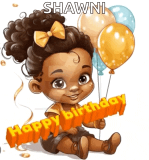a baby girl is holding balloons and a sign that says happy birthday .