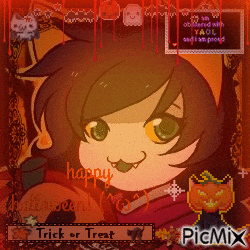 a picture of a girl that says happy halloween