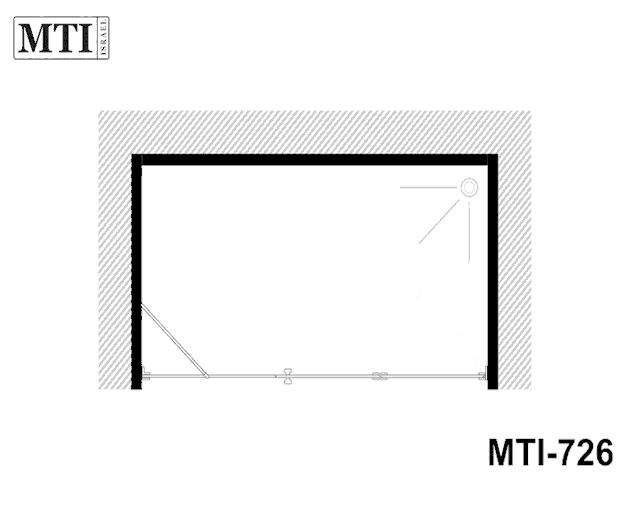 a black and white drawing of a door with the letters mti on it
