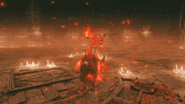 a person is surrounded by a ring of fire