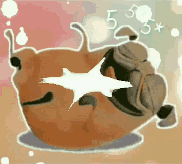 a cartoon drawing of a dog with a star in its eye