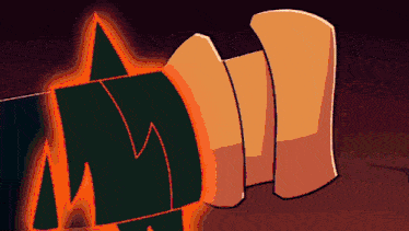 a cartoon drawing of a person 's fist with a flame coming out of it