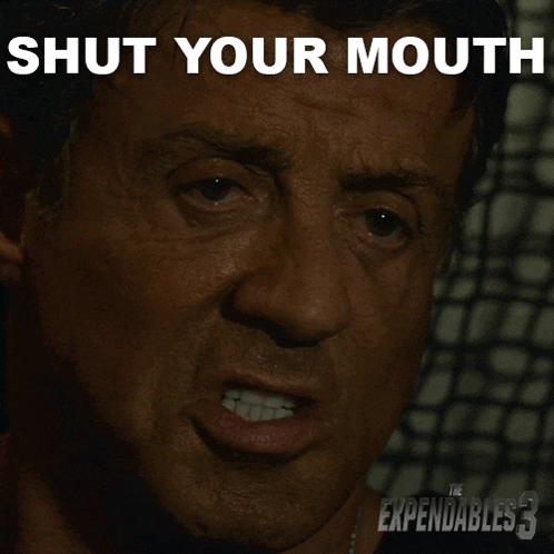 Shut Your Mouth Barney Ross GIF - Shut Your Mouth Barney Ross Sylvester Stallone GIFs