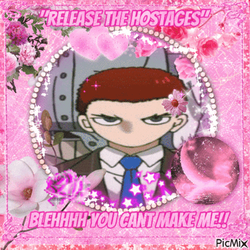 a picture of a man with the words " release the hostages "