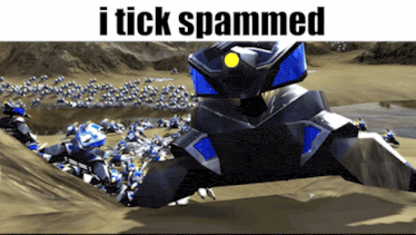 a screenshot of a video game with the words i tick spammed above it