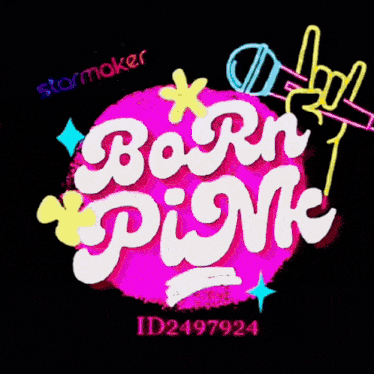 a neon sign that says born pink with a pin
