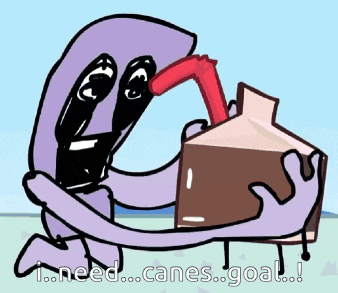 a cartoon character is drinking from a box with a red straw