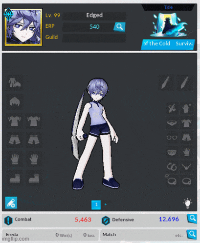 a screenshot of a video game with a character called edged