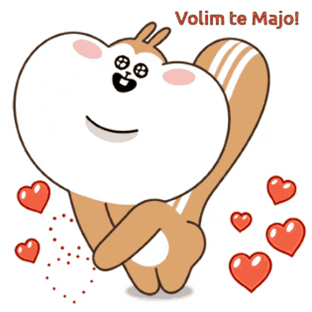 a cartoon chipmunk with the words volim te majo written above it