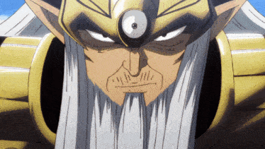 a cartoon character with a beard and a helmet