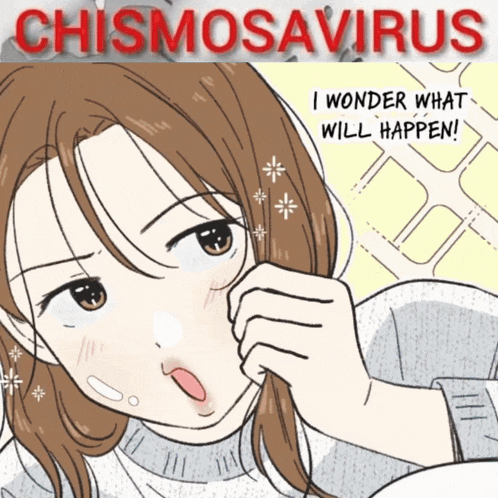 a cartoon of a girl with the words chismosavirus on the top