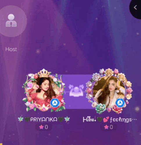 a purple background with two pictures of women and the words " priyanka " and " hubu "