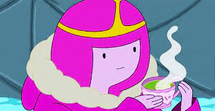 princess bubblegum from adventure time is holding a cup of hot chocolate .