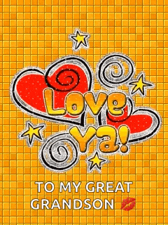 a greeting card for a grandson with a heart and the words `` love ya ''