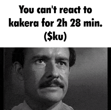 a black and white photo of a man with the words " you can 't react to kakera for 2h 28 min " on the top