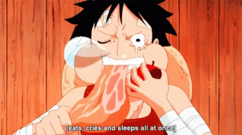 Luffy Eats Cries Sleeps All At Once GIF - Luffy Eats Cries Sleeps All At Once One Piece GIFs