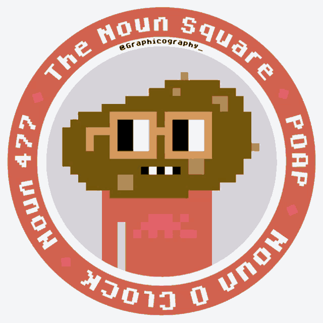 a logo for the noun square has a pixelated character in the center
