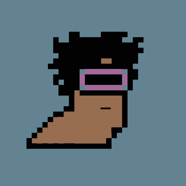 a pixel art of a worm wearing glasses and red lips