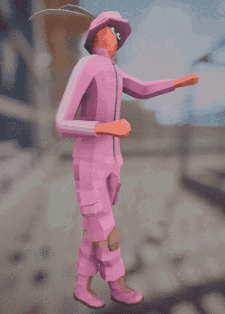a cartoon character in a pink adidas outfit